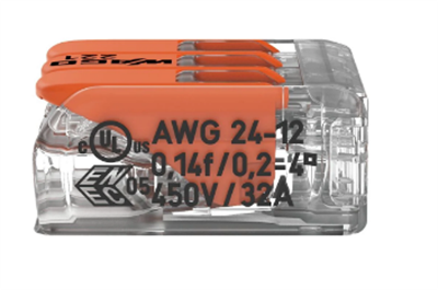 WAGO 221-413 3x4mm2 tırnaklı buat ve çok amaçlı klemens