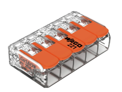 COMPACT Birleştirme Konnektörü; tüm iletken tipleri için; maks. 4 mm²; 5 iletkenli; kollarla; saydam gövde; Ortam sıcaklığı: maks. 85 °C (T85); 4,00 mm²; şeffaf