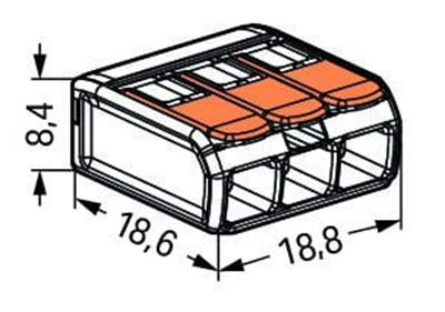 WAGO 221-413 3x4mm2 tırnaklı buat ve çok amaçlı klemens