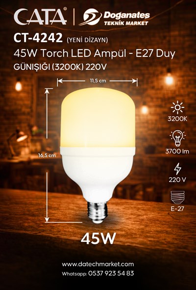CT 4263G 45W 3200K TORCH LED AMPUL E27 (GÜNIŞIĞI)