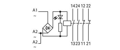 WAGO 789-536   Röle Modülü Nominal Giriş Gerilimi 24V AC/DC 2 Normalde Kapalı ve 2 Normalde Açık Kontak Sınırlayıcı Sürekli Akım 4A Kırmızı Durum Göstergesi Modül Genişliği 18mm 2.50mm² Gri