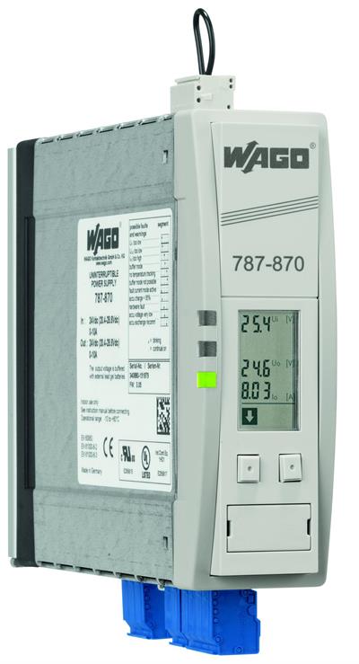 WAGO 787-870  UPS Şarj Cihazı ve Kontrolörü 24VDC Giriş Gerilimi 24VDC Çıkış Gerilimi 10A Çıkış Akımı LineMonitor İletişim Yeteneği 2.50mm²