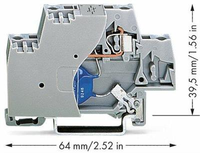 WAGO 280-502/281-585  Bileşen Klemensi İki Katlı Sonlandırma Plakalı Varistörlü DIN-ray 35x15 ve 35x7.5 İçin 2.5mm² CAGE CLAMP® 2.50mm² Gri