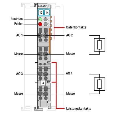 WAGO 753-557   4 Kanallı Analog Çıkış ±10 VDC
