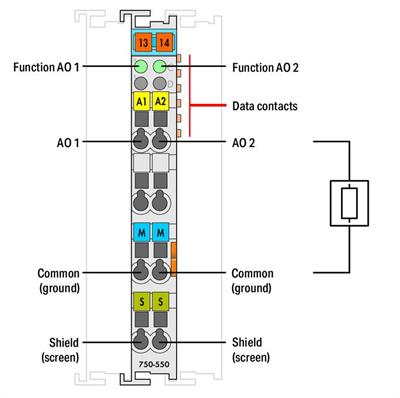 WAGO 750-550/000-200   2 Kanallı Analog Çıkış 0 - 10 VDC S5 PLC Veri Formatı