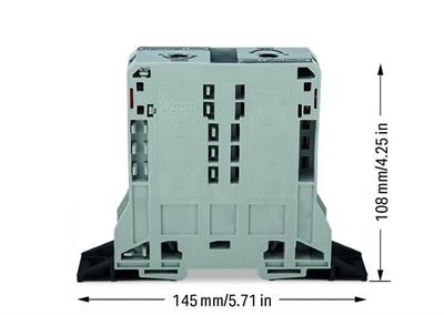 WAGO 285-181 2 İletkenli Geçiş Klemensi; 95 Mm² Sabitleme Flanşlı Power Cage Clamp® Gri