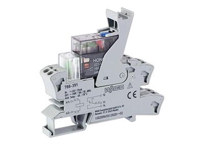 WAGO 788-391   Röle Modülü Nominal Giriş Gerilimi 24VDC 1 Değişken Kontak Sınırlayıcı Sürekli Akım 16A Manuel Çalıştırmalı Demiryolu Kırmızı Durum Göstergesi Modül Genişliği 15mm