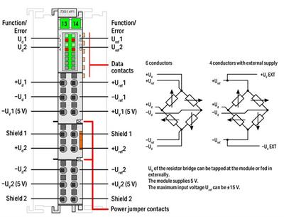 WAGO 750-1491   2 Kanallı Analog Giriş Direnç Köprüleri (load cell)