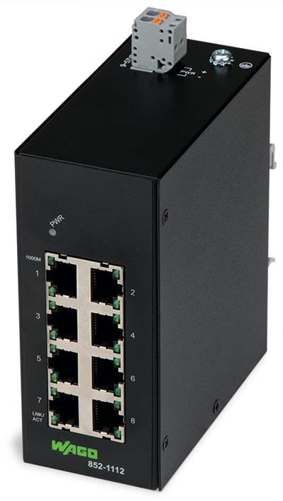 WAGO 852-1112  Endüstriyel ECO Switch 8 Port 1000Base-T Siyah
