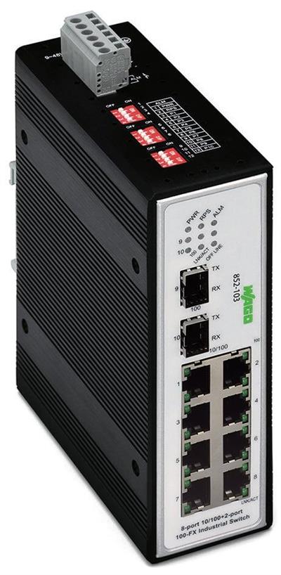 WAGO 852-103  Endüstriyel Switch 8-port 100Base-TX 2 Port 100Base-FX Siyah