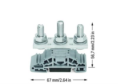 WAGO 885-308  Pabuç Bağlantılı Klemens Dın-Ray 35x15 Ve 35x7.5 İçin 3 Saplama M8 50mm² Gri