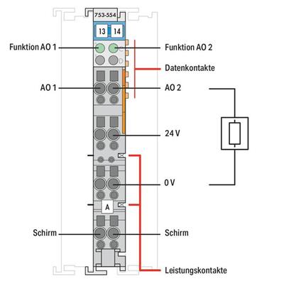 WAGO 753-554  2 Kanallı Analog Çıkış 4 - 20 mA