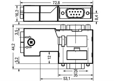 WAGO 750-972 Fieldbus Konnektörü PROFIBUS D-sub Erkek Konnektörlü 9 Kutuplu