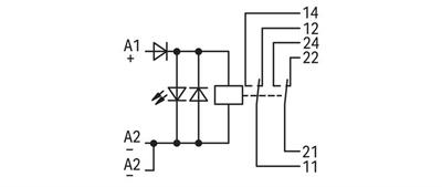 WAGO 789-312   Röle modülü Nominal Giriş Gerilimi 24VDC 2 Değişken Kontak Sınırlayıcı Sürekli Akım 8A Kırmızı Durum Göstergesi Modül Genişliği 18mm 2.50mm² Gri