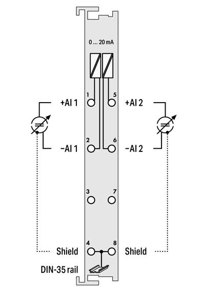 WAGO 753-480   2 Kanallı Analog Giriş 0 - 20 mA Diferansiyel Giriş