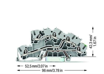 WAGO 2003-7645 Çok katlı montaj klemensi; işlem yuvalı; 2,5 mm²; L/L/PE; Push-in CAGE CLAMP®; 2,50 mm²; Gri