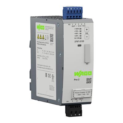 WAGO 2787-2135   Güç kaynağı Pro2 1 Fazlı 12VDC Çıkış gerilimi 15A Çıkış akımı TopBoost + PowerBoost İletişim yeteneği