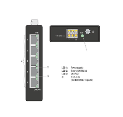 Wago 852-111 Endüstriyel ECO Switch, 5 Port