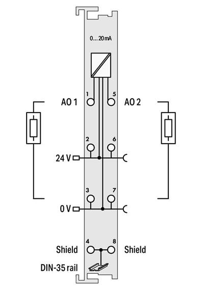 WAGO 750-552/000-200   2 Kanallı Analog Çıkış 0 - 20 mA S5 PLC Veri Formatı