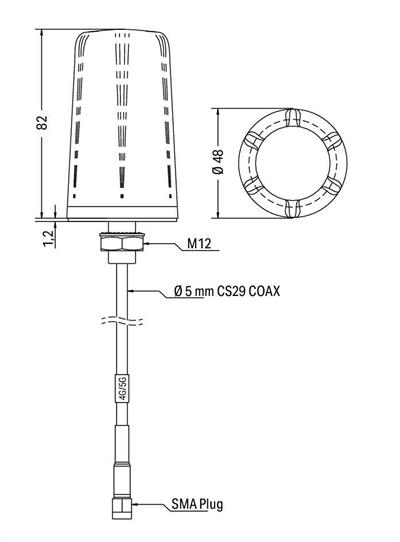 WAGO 758-974  Radyo Anteni 2m Kablo ve SMA Fişi İle GSM/ UMTS/ LTE/ Bluetooth®/ WLAN 698-960 1710-6000 MHz 2G/3G/4G/5G