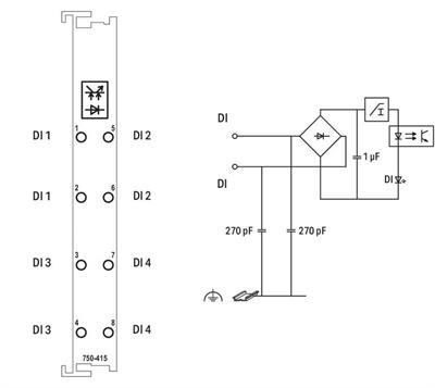 WAGO 750-415   4 Kanallı Dijital Giriş 24 V AC/DC 20ms
