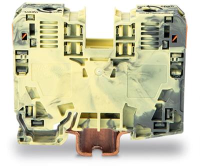 WAGO 285-131 2 İletkenli Geçiş Klemensi 35 Mm² Sadece Dın 35 X 15 Ray İçin Power Cage Clamp Koyu Gri-Sarı