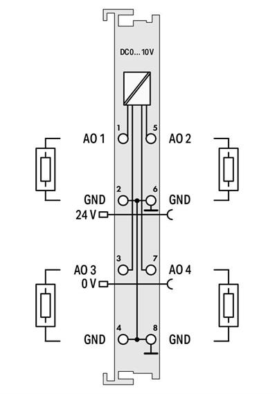 WAGO 750-559/025-000   4 Kanallı Analog Çıkış 0 - 10 VDC Geniş Sıcaklık