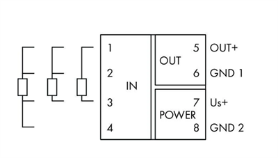 Wago 857-800 PT100 Dönüştürücü RTD sensörler için sıcaklık sinyali şartlandırıcı; Akım ve gerilim çıkışı sinyali