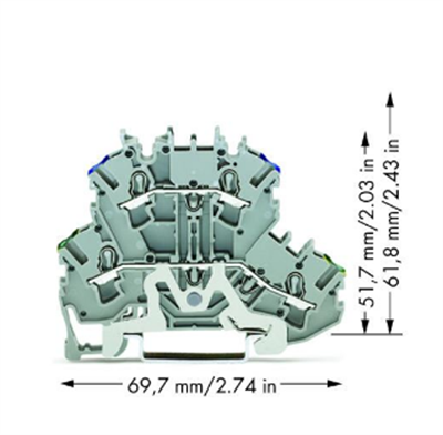 Wago 2002-2217 İki Katlı Topraklamalı Klemens 