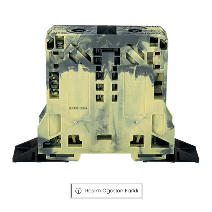 WAGO 285-147/999-950 2 İletkenli Geçiş Klemensi 50 Mm² Ex E Iı Uygulamaları İçin Uygun Sabitleme Flanşlı Koyu Gri-Sarı