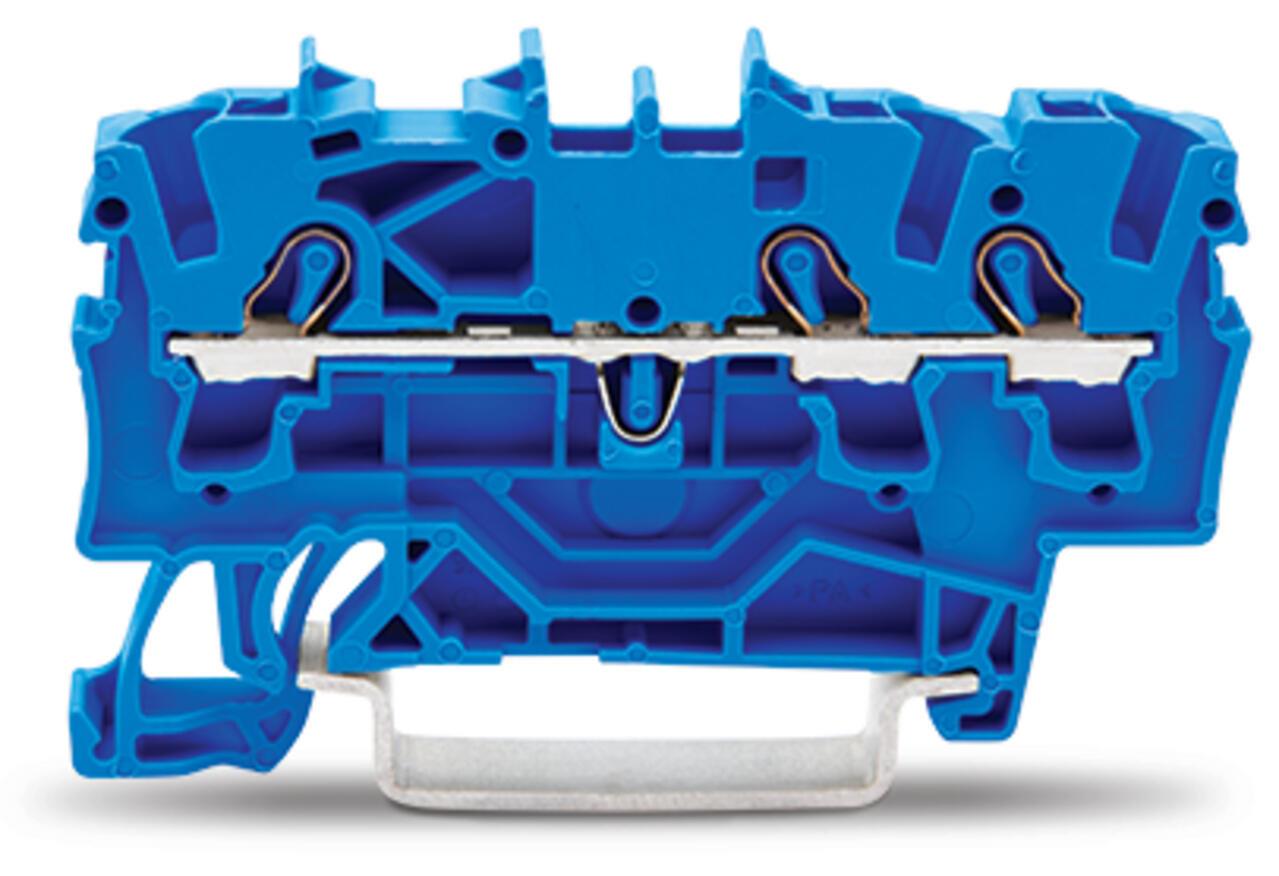 WAGO 2002-1304 3 İletkenli geçiş klemensi; 2,5 mm², Push-in CAGE CLAMP®; 2,50 mm²; mavi