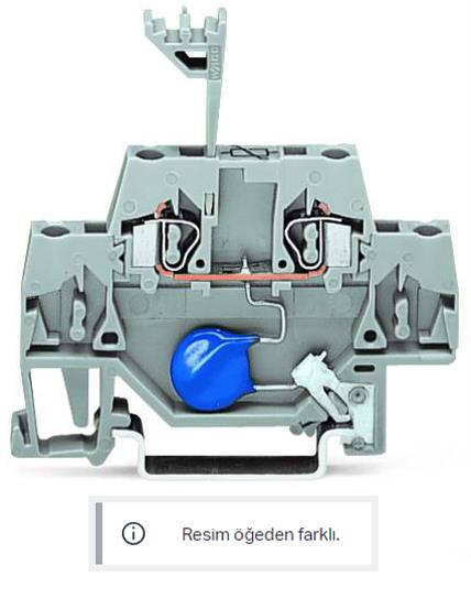 WAGO 280-502/281-609  Bileşen Klemensi İki Katlı Varistörlü DIN-ray 35x15 ve 35x7.5 İçin 2.5mm² CAGE CLAMP® 2.50mm² Gri