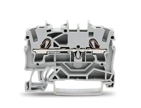 2 iletkenli geçiş klemensi; 2,5 mm²; Ex e II uygulamaları için uygun; yana ve ortaya etiketleme; DIN-ray 35 x 15 ve 35 x 7,5 için; Push-in CAGE CLAMP®; 2,50 mm²; gri