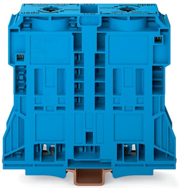 WAGO 285-1184  2 İletkenli Geçiş Klemensi 185 Mm² Sadece Dın 35 X 15 Ray İçin Mavi