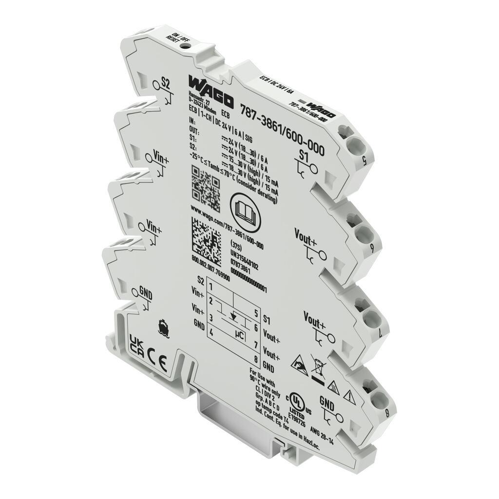 WAGO 787-3861/600-000  Elektronik Devre Kesici 1 Kanallı 24VDC Giriş Gerilimi 6A Sinyal Kontağı