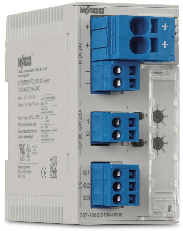 WAGO 787-1662/106-000  Elektronik Devre Kesici 2 Kanallı 24VDC Giriş Gerilimi Ayarlanabilir 1 - 6A  İletişim Yeteneği