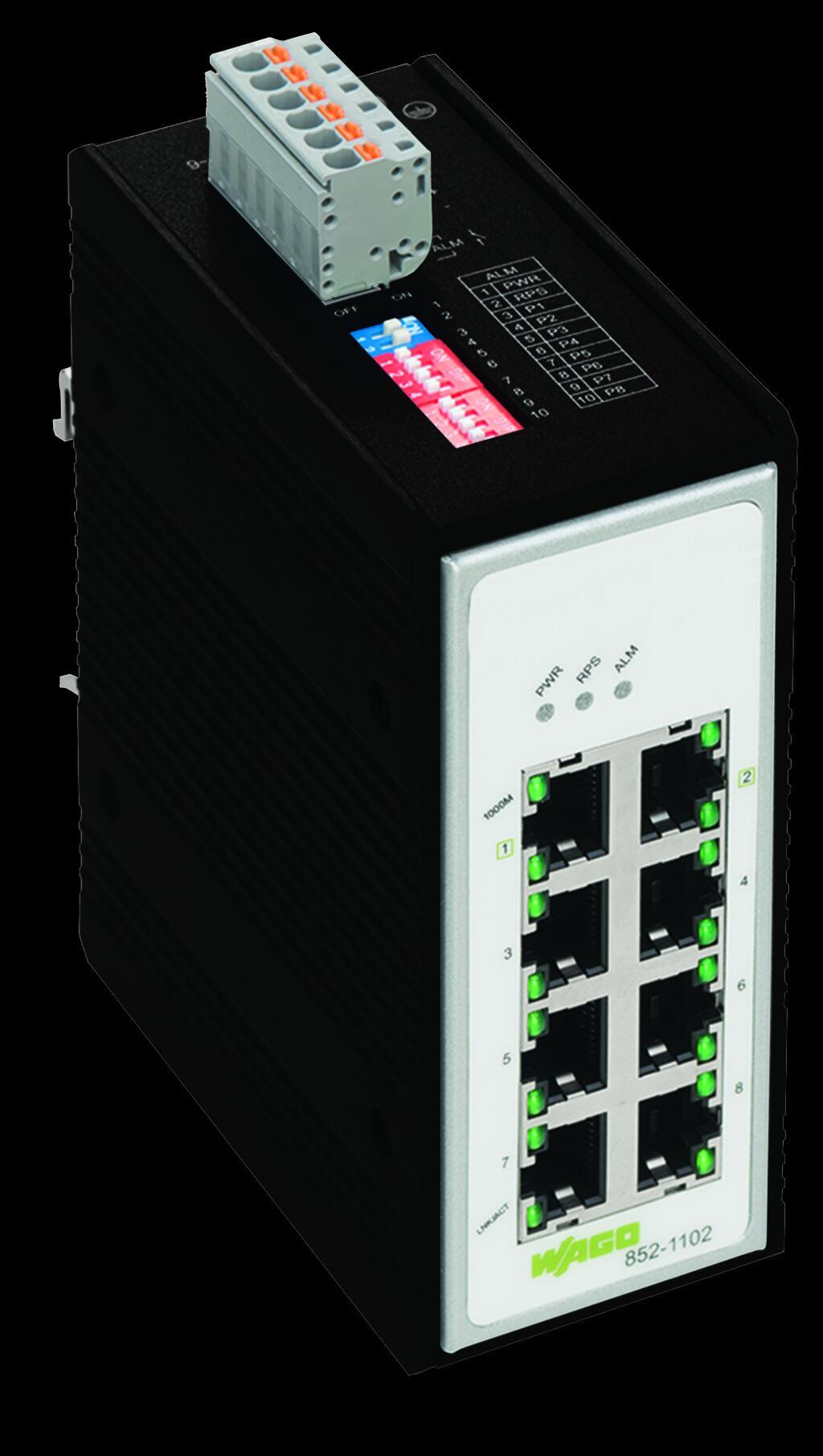 WAGO 852-1102  Endüstriyel Switch 8 Port 1000Base-T Siyah