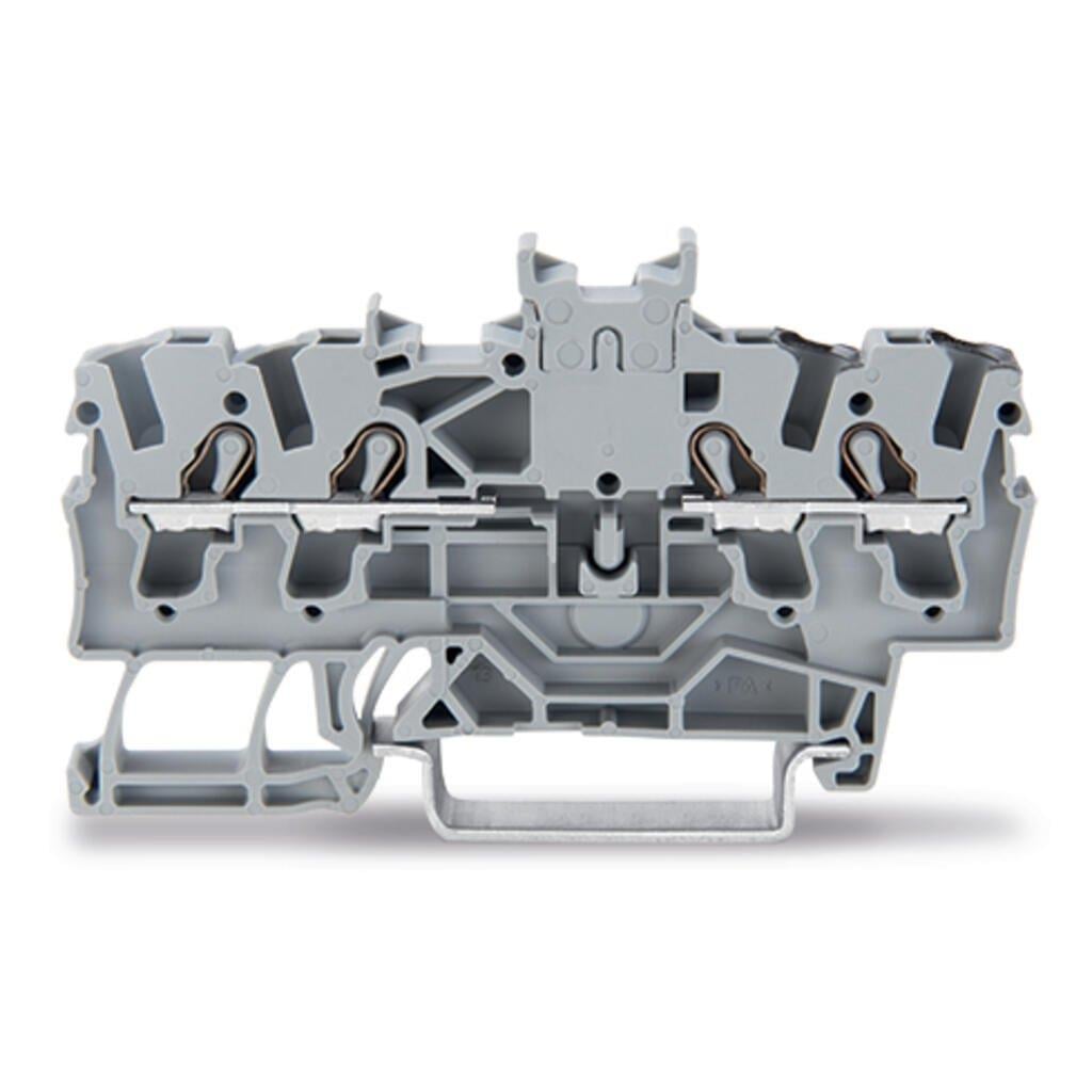 WAGO 2002-1441 Çift Potansiyelli Klemens; 2.5 mm²; Çift, Merkez Etiket Yuvası İçin, Push-in CAGE CLAMP®; 2,50 mm²; Gri