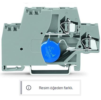 WAGO 280-504/281-588  Bileşen Klemensi İki Katlı Sonlandırma Plakalı Varistörlü DIN-ray 35x15 ve 35x7.5 İçin; 2.5mm² CAGE CLAMP® 2.50mm² Gri