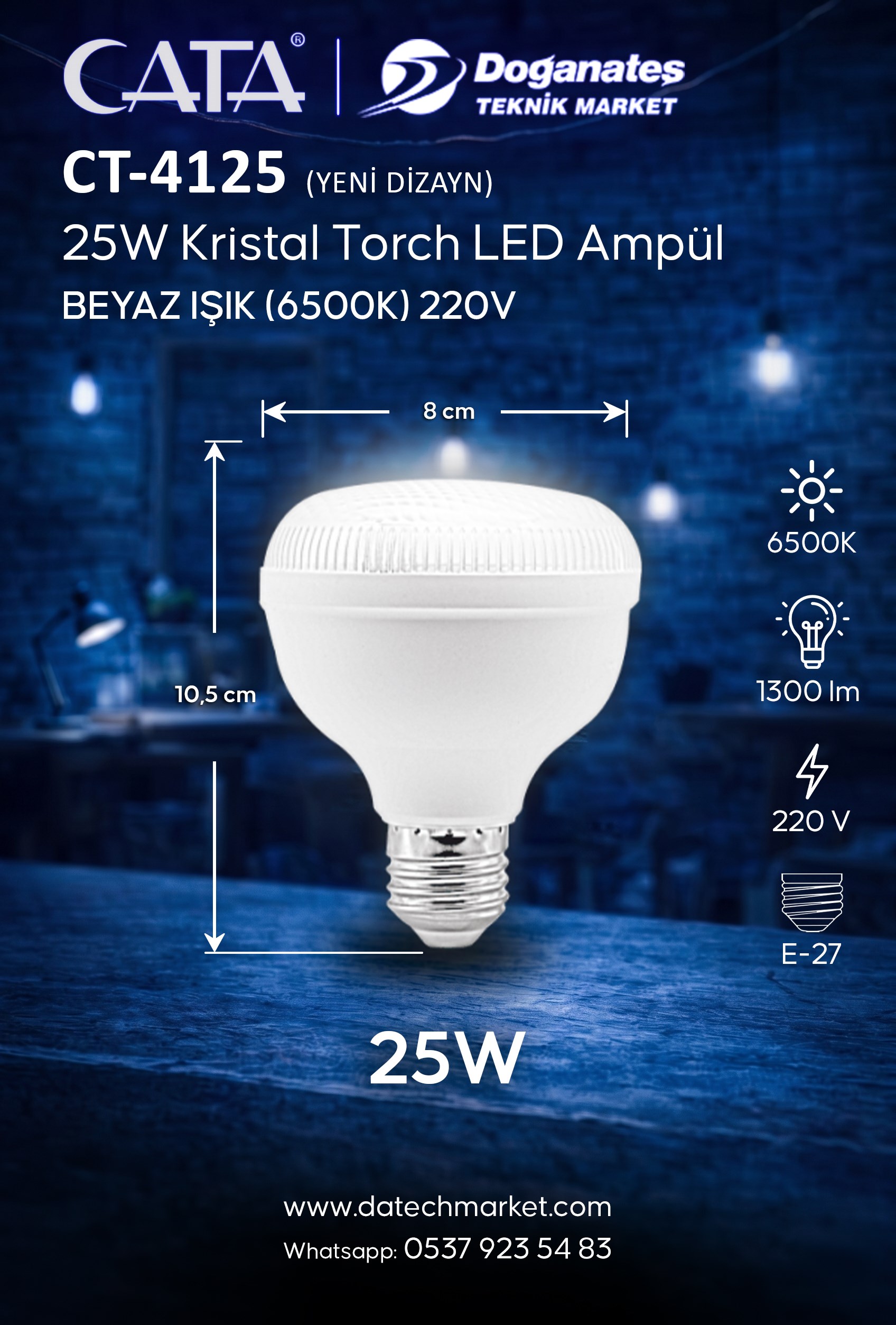 CT 4125 25W 6400K KRİSTAL TORCH LED AMPÜL E27