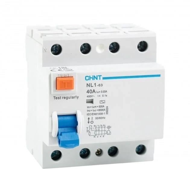 200224 4X40A 30mA 6KA Kaçak Akım Rölesi AC Tipi NL1 AC Serisi