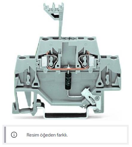 WAGO 280-502/281-608  Bileşen Klemensi İki Katlı DIN Raya Doğrudan Bağlantılı P6KE400CA TVS Diyotlu 230 VAC DIN-ray 35x15 ve 35x7.5 İçin 2.5mm² CAGE CLAMP® 2.50mm² Gri