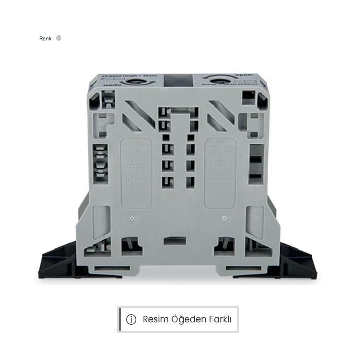 WAGO 285-143 2 İletkenli Geçiş Klemensi 50 Mm² Ex E Iı Uygulamaları İçin Uygun Sabitleme Flanşlı Açık Gri