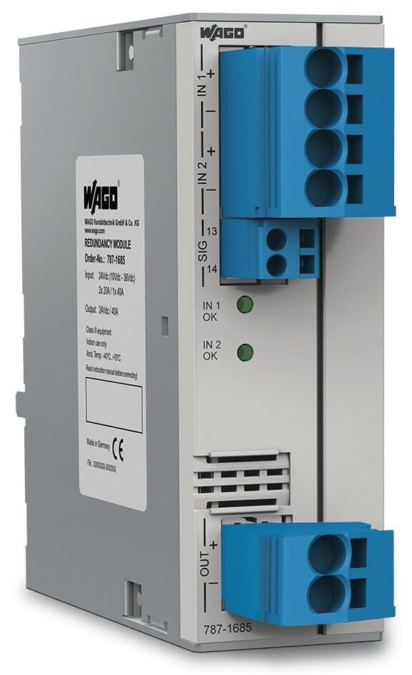 WAGO 787-1685  Yedek Modül 2x24 VDC Giriş Gerilimi 2x20A Giriş Akımı 24VDC Çıkış Gerilimi 40A Çıkış Akımı