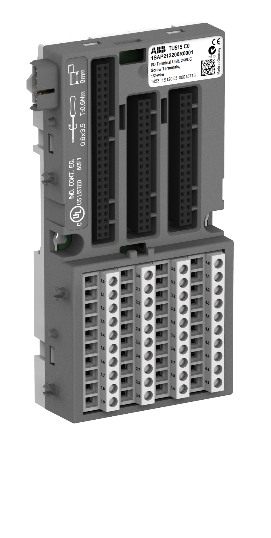 TU515  G/Ç TERMİNAL ÜNİTESİ. ANALOG VE 24 VDC DİJİTAL MODÜLLER İÇİN VİDALI TERMİNALLER 
