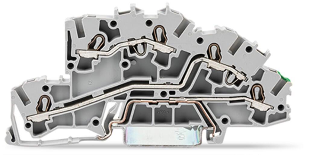 WAGO 2003-7645 Çok katlı montaj klemensi; işlem yuvalı; 2,5 mm²; L/L/PE; Push-in CAGE CLAMP®; 2,50 mm²; Gri