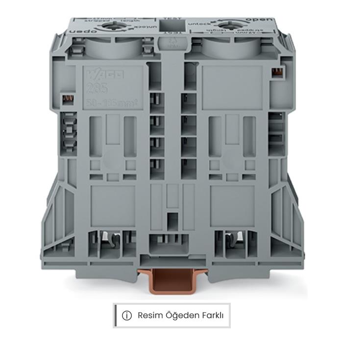 WAGO 285-1189  2 İletkenli Geçiş Klemensi 185 Mm² Ex E Iı Uygulamaları İçin Uygun Sadece Dın 35 X 15 Ray İçin Açık Gri