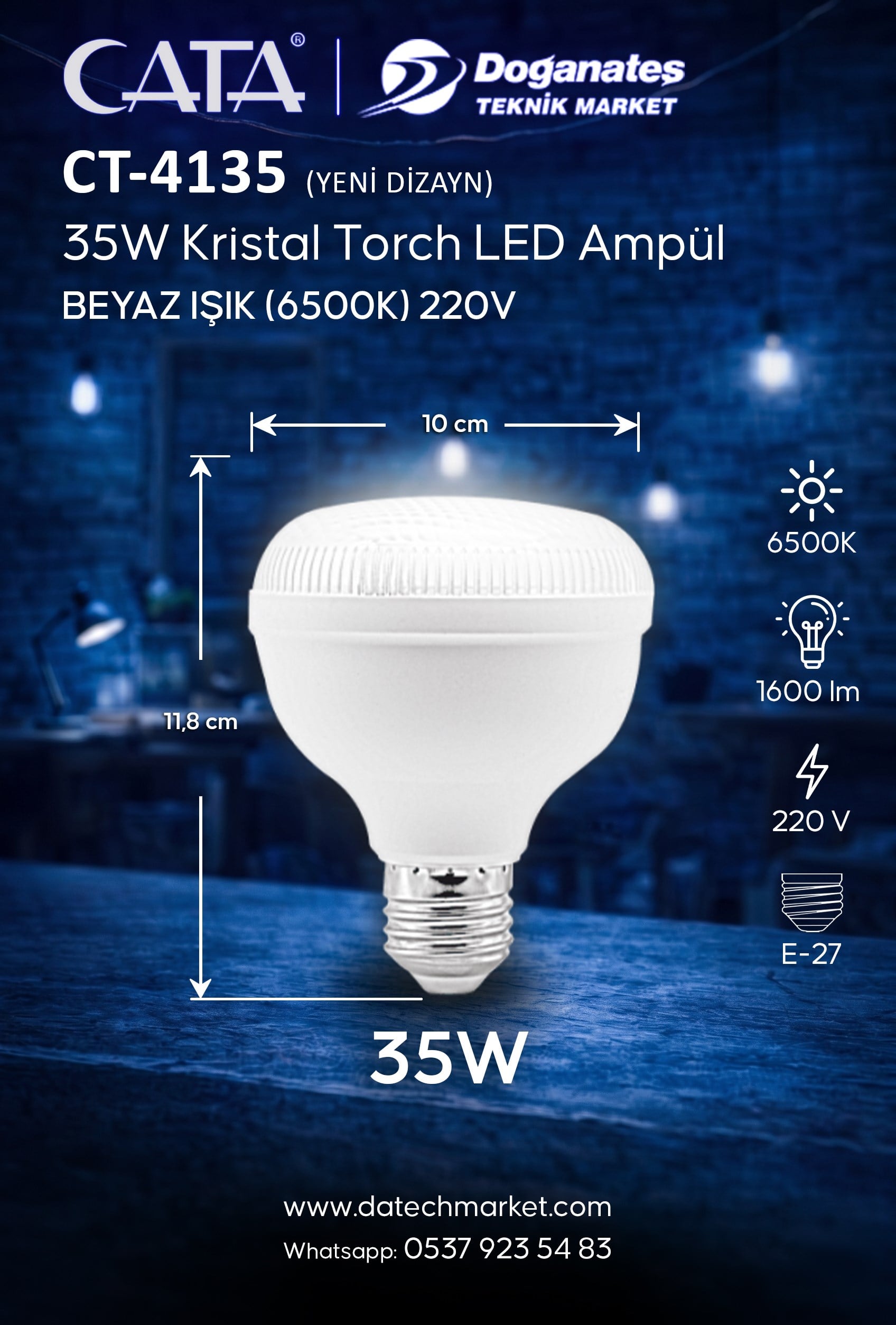 CT 4135 35W 6400K KRİSTAL TORCH LED AMPÜL E27
