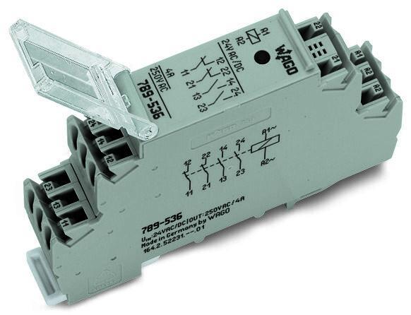 WAGO 789-552   Röle Modülü Nominal Giriş Gerilimi 24V AC/DC 4 Normalde Açık Kontak Sınırlayıcı Sürekli Akım 4A Kırmızı Durum Göstergesi Modül Genişliği 18mm 2.50mm² Gri