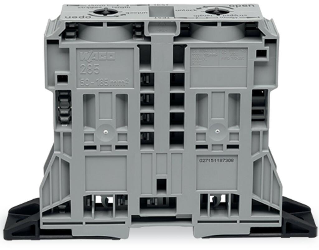 WAGO 285-1161  2 İletkenli Geçiş Klemensi 185 Mm² Sabitleme Flanşlı Power Cage Clamp® Gri